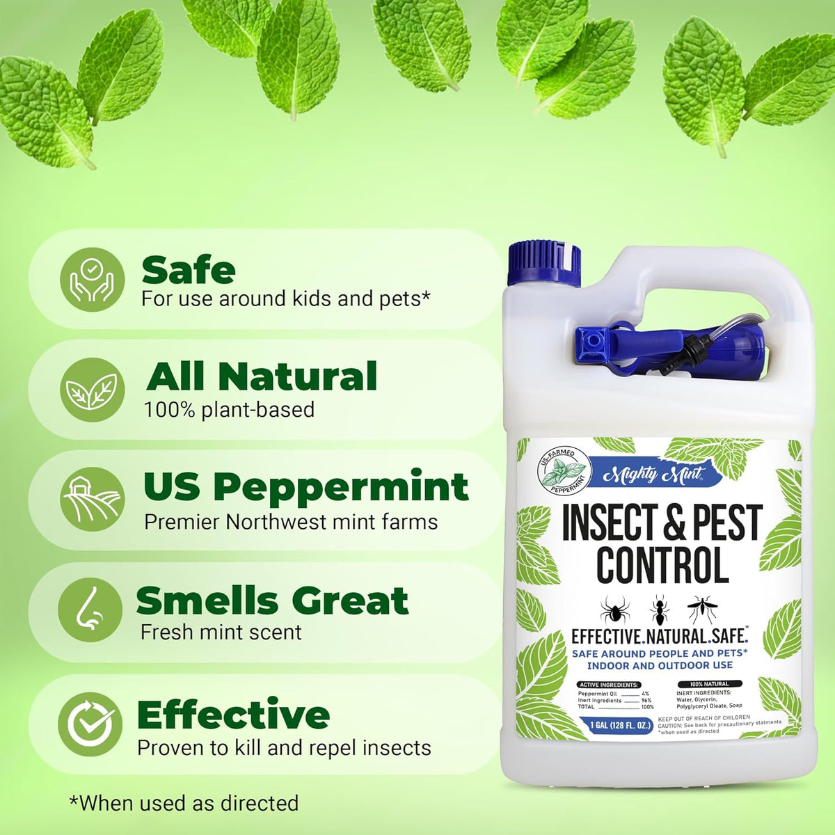 Mighty Mint Gallon (128 oz) Insect and Pest Repellent Peppermint Oil - Natural Spray for Spiders