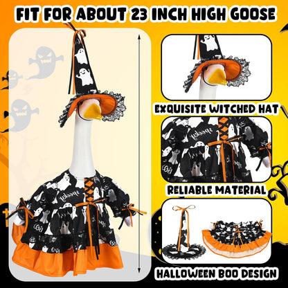 Suzile Halloween Goose Outfit Clothes for 23 Inch High Cement or Plastic Geese Ghost Lawn Porch
