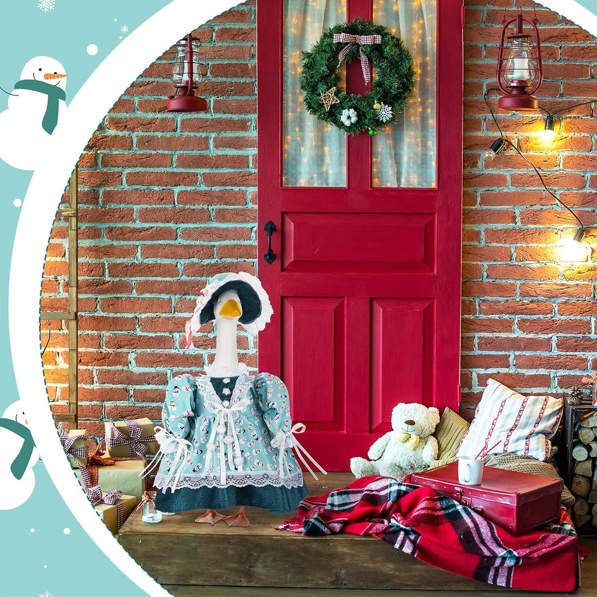 Suzile Snowman Goose Outfit Winter Dresses Christmas Clothes for 23" High Cement or Plastic Porch