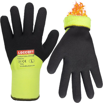 LOCCEF 2 Pairs Winter Work Gloves for Men and Women, Freezer Gloves for Work Below Zero, Thermal