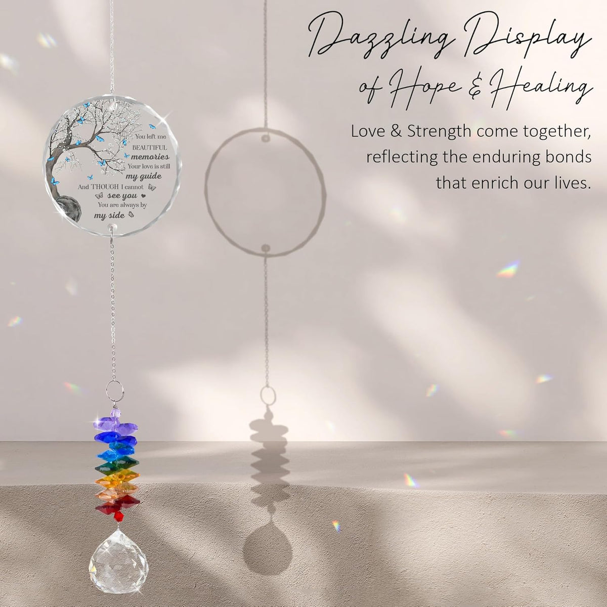 Memorial Suncatcher - Sympathy Gift for Loss of Loved One - Crystal Rainbow Maker - Bereavement