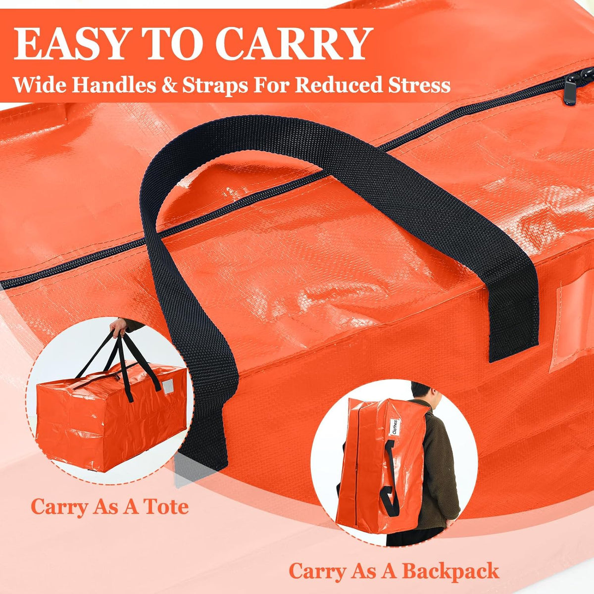 4 Pcs 24 Gallon Large Moving Bags with Zipper and Handles Foldable Storage Duffle Bags Heavy Duty