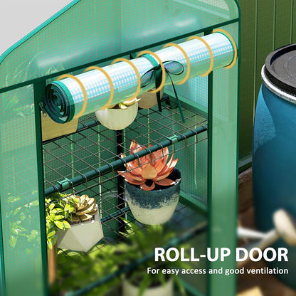Outsunny 4 Tier Mini Greenhouse with Screen Roof, 27.6" x 19.7" x 62.2", Portable Small Greenhouse
