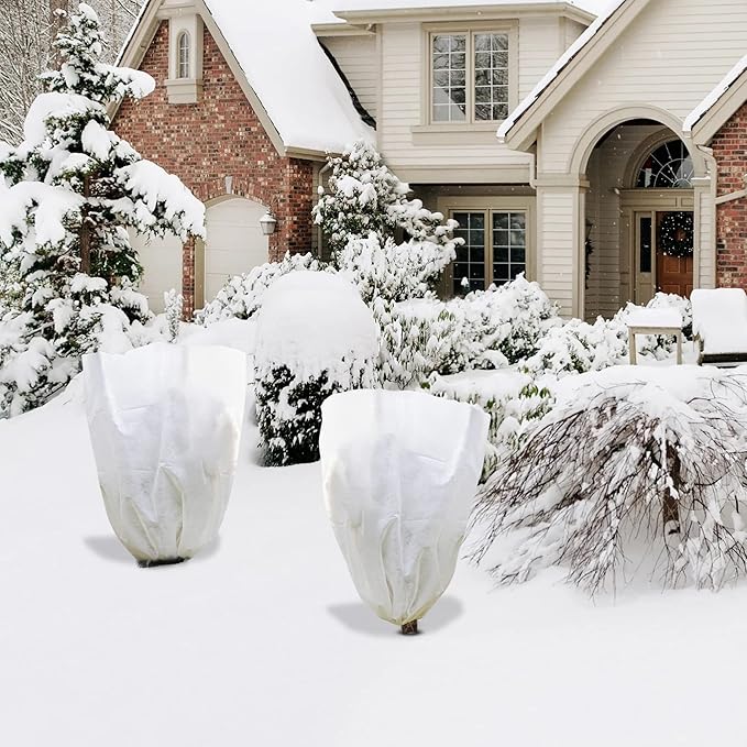 EZGOODZ White Winter Plant Covers Freeze Protection, 31.6 x 47 Inch. Pack of 2 Plant Winter Cover
