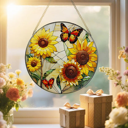 Butterfly Stained Glass Window Hanging, 8 Inch Sun Catchers Indoor Window, Suncatchers for Windows