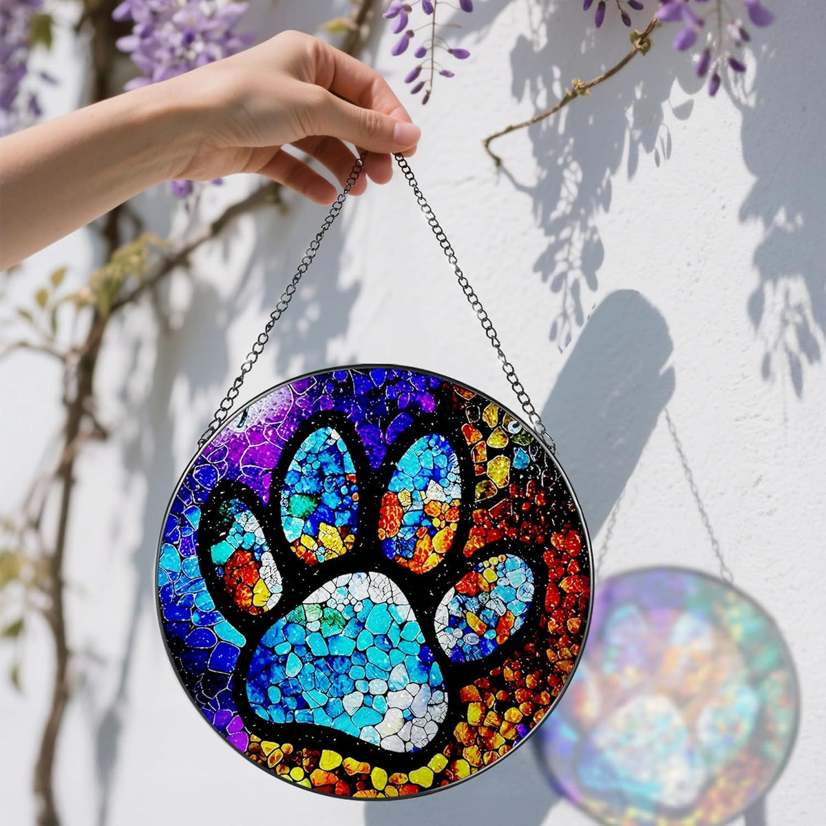 Stained Glass Window Hanging, DOUHASU Pet Memorial Suncatcher Ornament, Dog Memorial Gifts for Loss