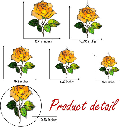 Rose Flower Acrylic Suncatcher Stained Glass Effect Window Car Hanging Christmas Ornament Indoor