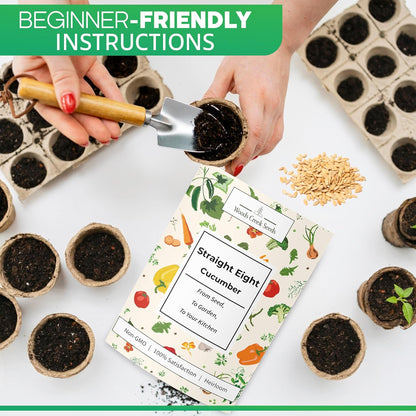 Woods Creek Seeds: Straight Eight Cucumber Seed for Planting - Over 90 Heirloom Seed Pack - Non-GMO