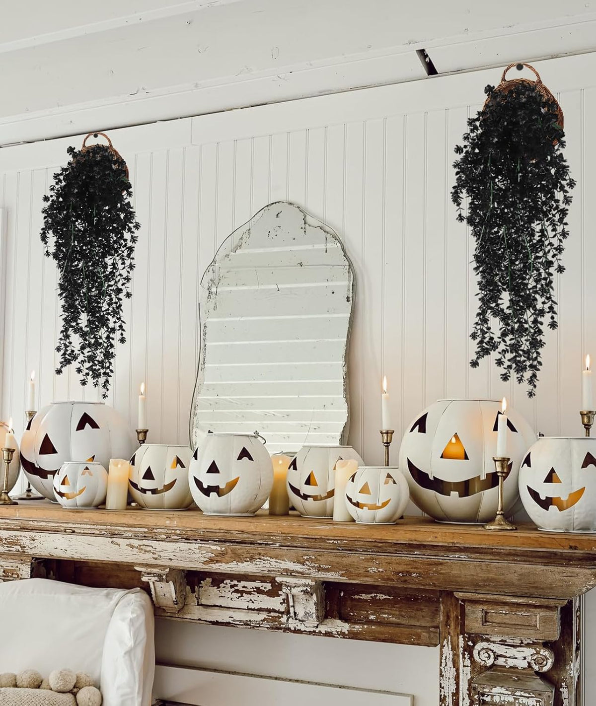 Black Hanging Flowers Faux Hanging Plants Black Artificial Hanging Plant Fake Greenery Faux UV