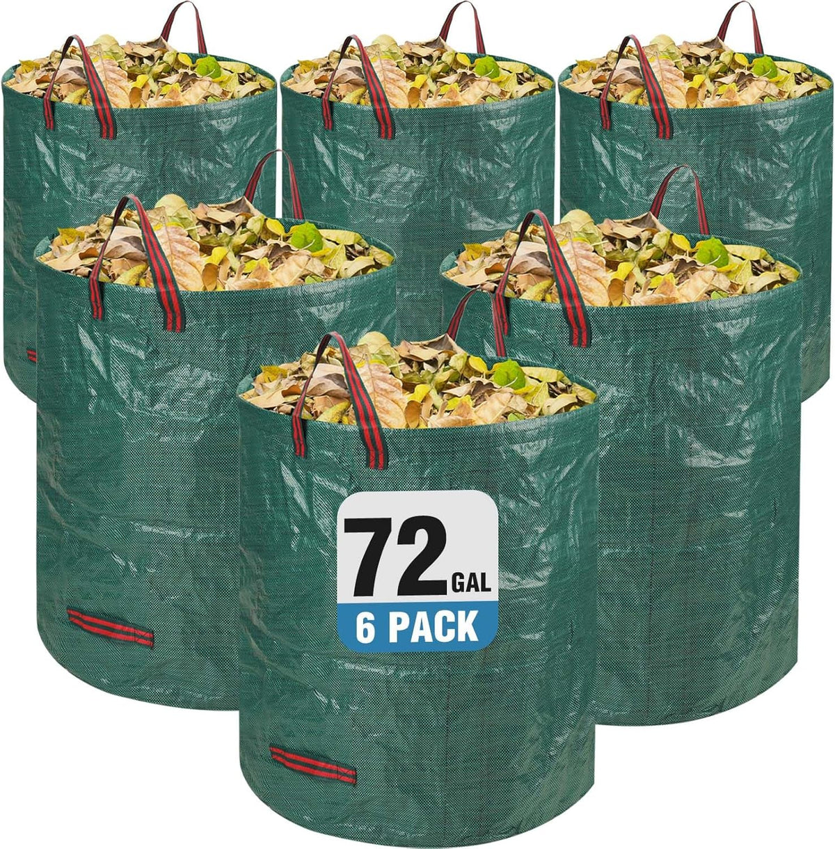 Reusable Leaf Bags, Tear-resistant & Reusable Lawn Bags, Yard Waste Bags, 72 Gal, 6 Pack