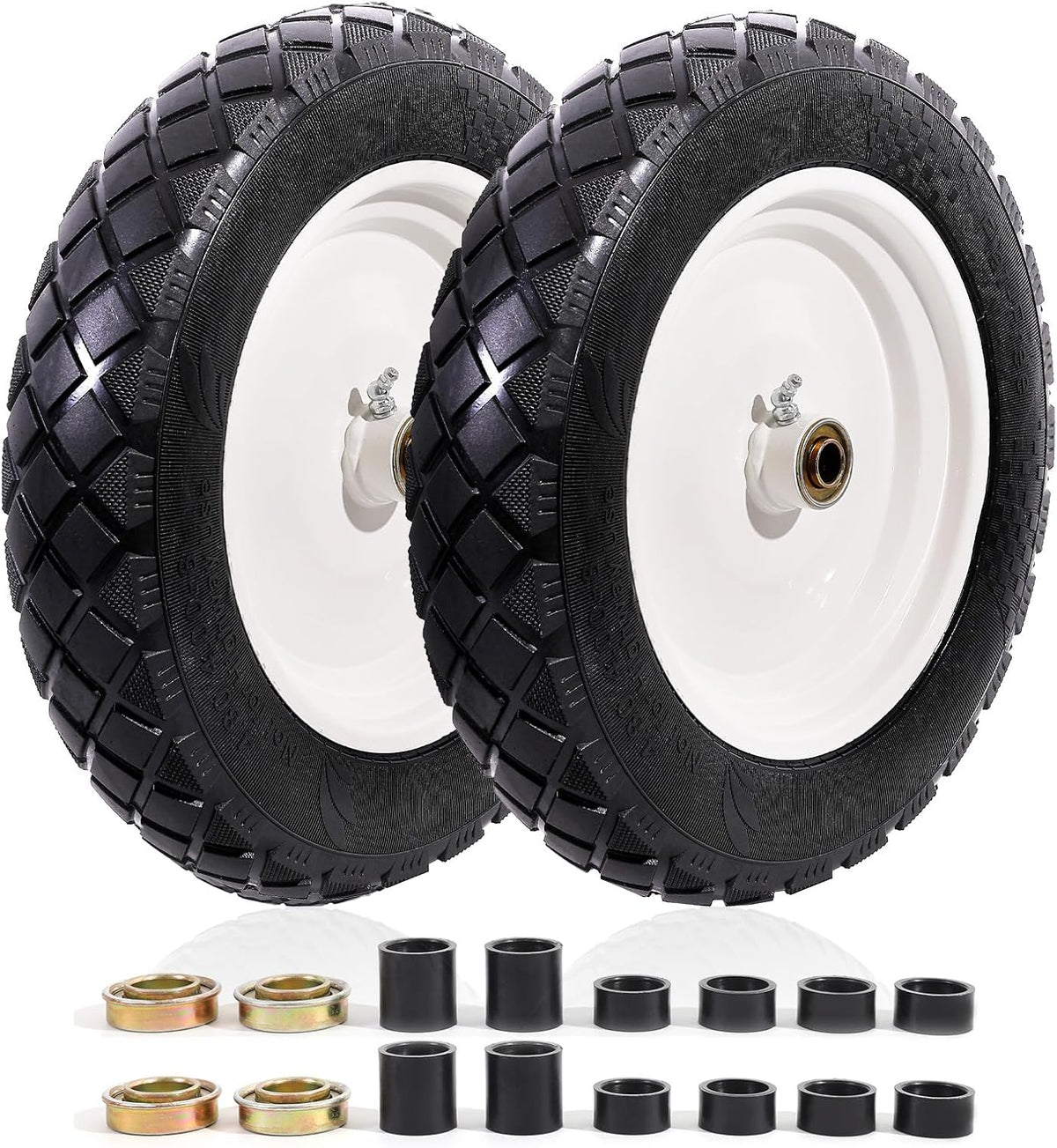 MZREXN 4.80/4.00-8" Flat Free Tire and Wheel 15" Solid Wheelbarrow Tires, 3.00-4.00/4.80-8" with