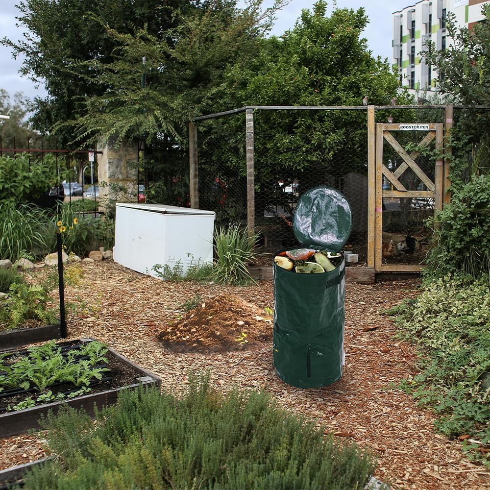 2 Pcs Collapsible Garden Compost Bin, Yard Waste Container Bags, Countertop Compost Tumbler Bin