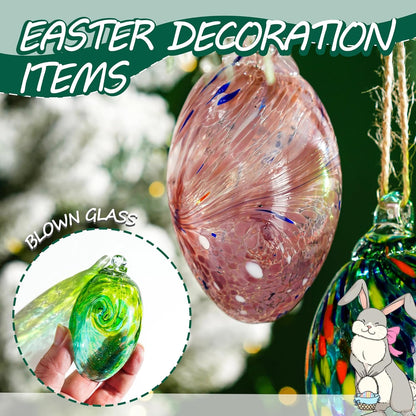6PCS Hand Blown Glass Egg Ornaments Colorful Hanging Ornament Balls Gazing Ball Friendship Ball