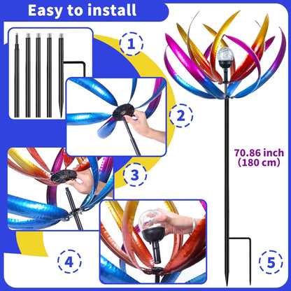 Wind Spinners Outdoor for Yard and Garden - Wind Sculptures & Spinners - 70 Inch Wind Spinner with