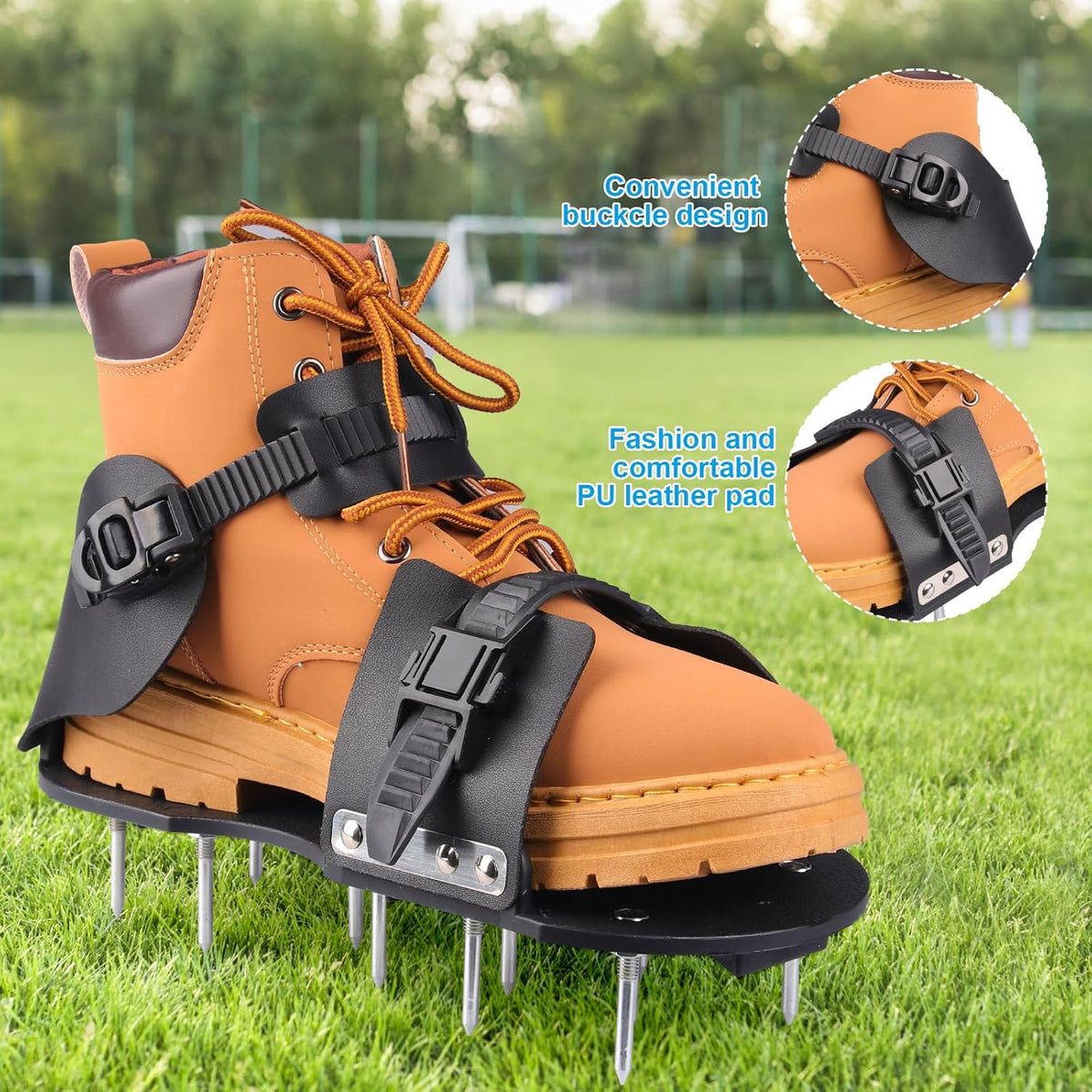 Lawn Aerator Shoes, Aerator Shoes with Adjustable Loop Strap and Snap-On Buckle, with 26 Stainless