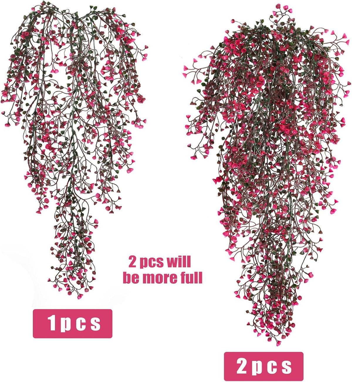 RECUTMS Hanging Fake Vine Plants 4 Pcs Artificial Large Garland Faux Flower Ferns Plant Baby Breath