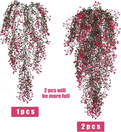 RECUTMS Hanging Fake Vine Plants 4 Pcs Artificial Large Garland Faux Flower Ferns Plant Baby Breath