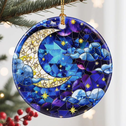 Christmas Ornament, Christmas Decoration, Ceramic-Style Night Sky Ornament, Heirloom Keepsakes