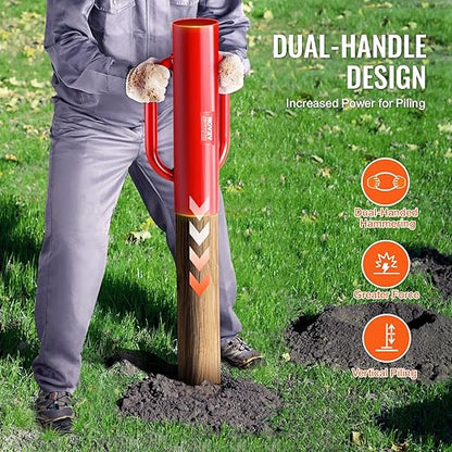 VEVOR Fence Post Driver with Handles, 2.7 in Inner Diameter T Post Pole Pounder, 14LB Heavy Duty
