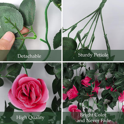 RECUTMS 2PCS Artificial Hanging Flowers 3.3Ft Fake Flower Plants for Home Room Garden Wedding