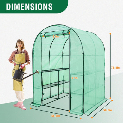 EAGLE PEAK 3-Tier Walk in Portable Greenhouse with 8 Wire Shelves, Indoor and Outdoor Garden House