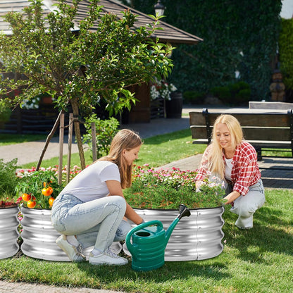 JERIA Raised Garden Bed,Galvanized Raised 2×2×1ft Planter Boxes Outdoor with Easy Assembly, Round