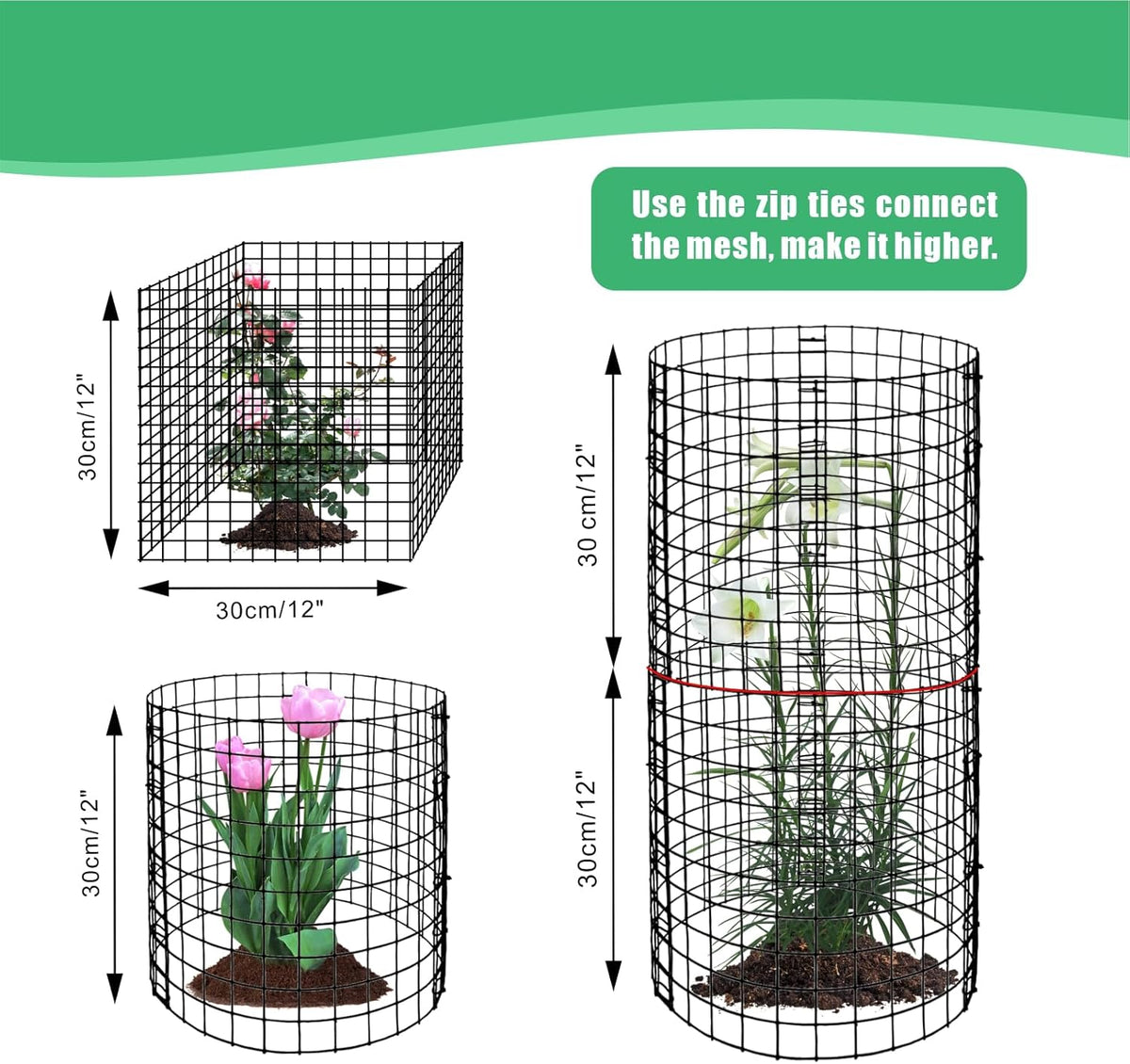Eunika 8 Pack Round Plant Protector from Animals,24 Pcs 12" x 12" Metal Mesh to Keep Animals Out