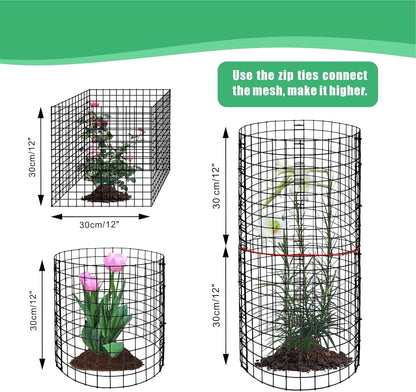 Eunika 8 Pack Round Plant Protector from Animals,24 Pcs 12" x 12" Metal Mesh to Keep Animals Out