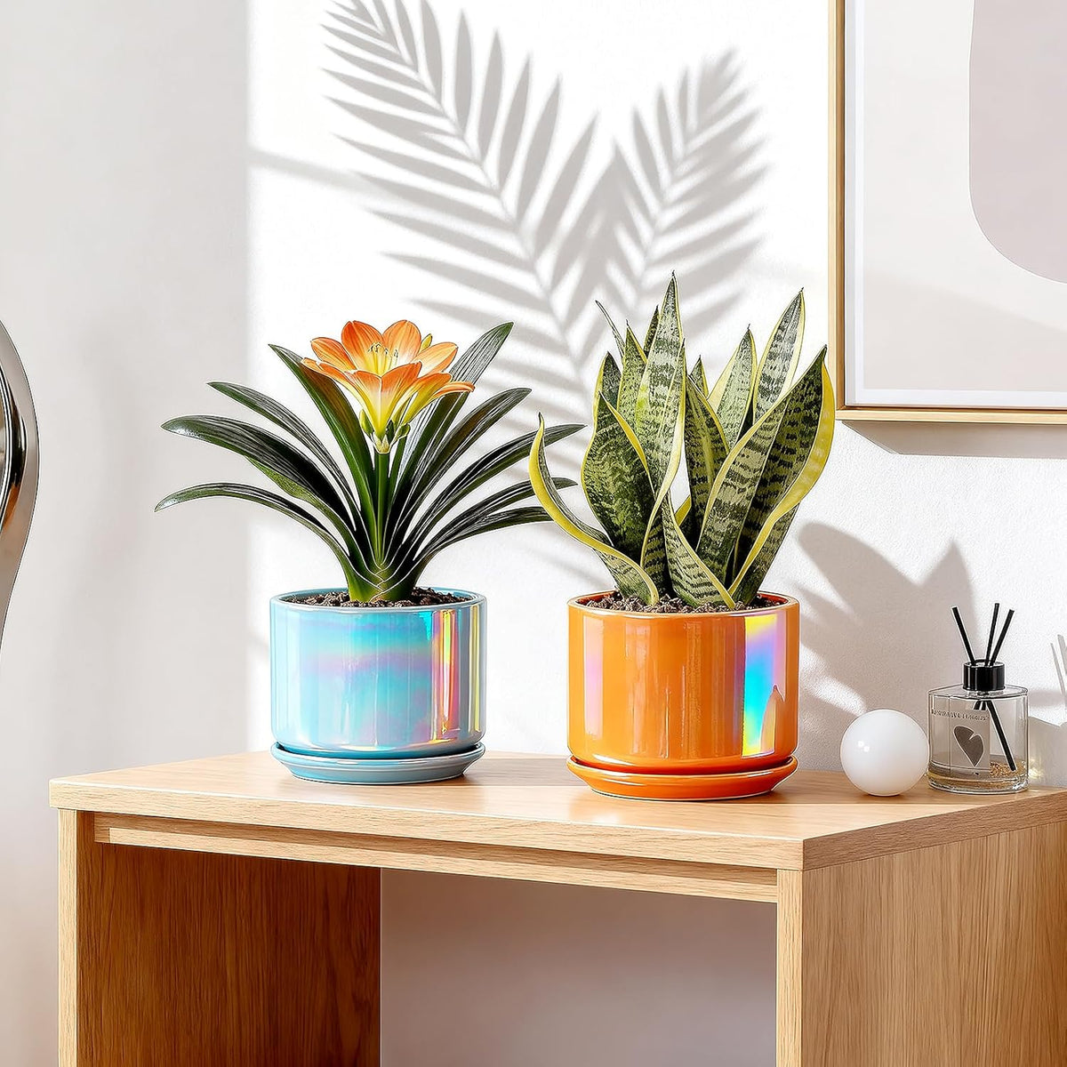 EFISPSS Ceramic Planter 4+5+6 Inch Ceramic Flower pots for Indoor Plants with Drainage,for