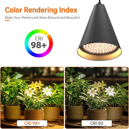 Bstrip 50W Double-Head Hanging Grow Lights for Indoor Plants, 3000K, Black LED Plant Light Bulbs