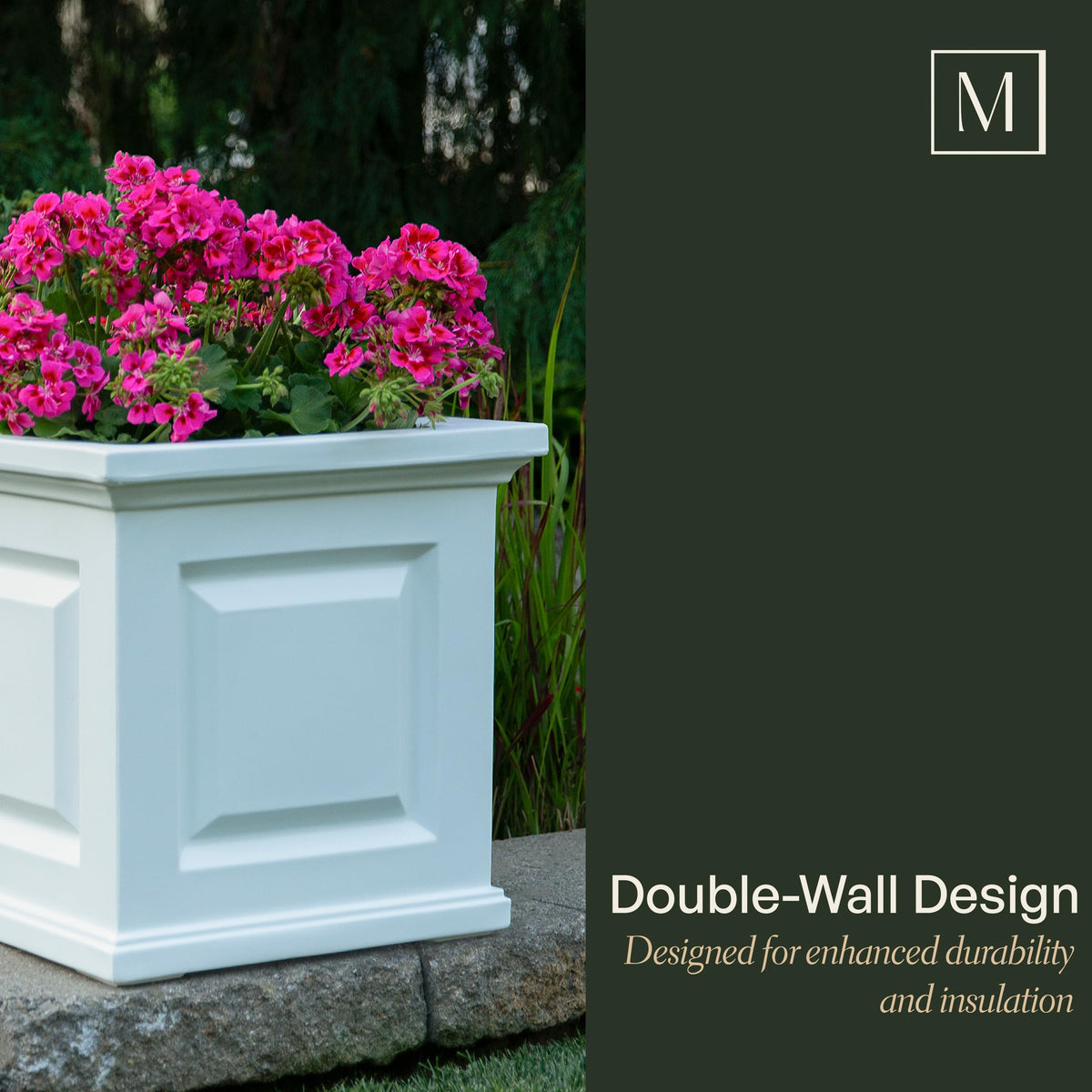 Mayne Nantucket 20in Self-Watering Square Planter, Black
