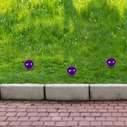 Happyyami Stainless Steel Mirror Reflective Ball Purple Gazing Ball for Garden Decor 15Cm Outdoor