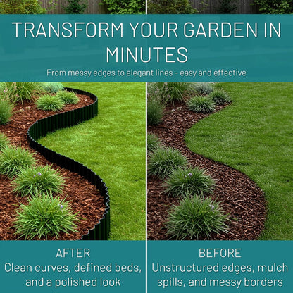 50FT Black Corrugated Metal Landscape Edging – Flexible & Rustproof Garden Edging Border