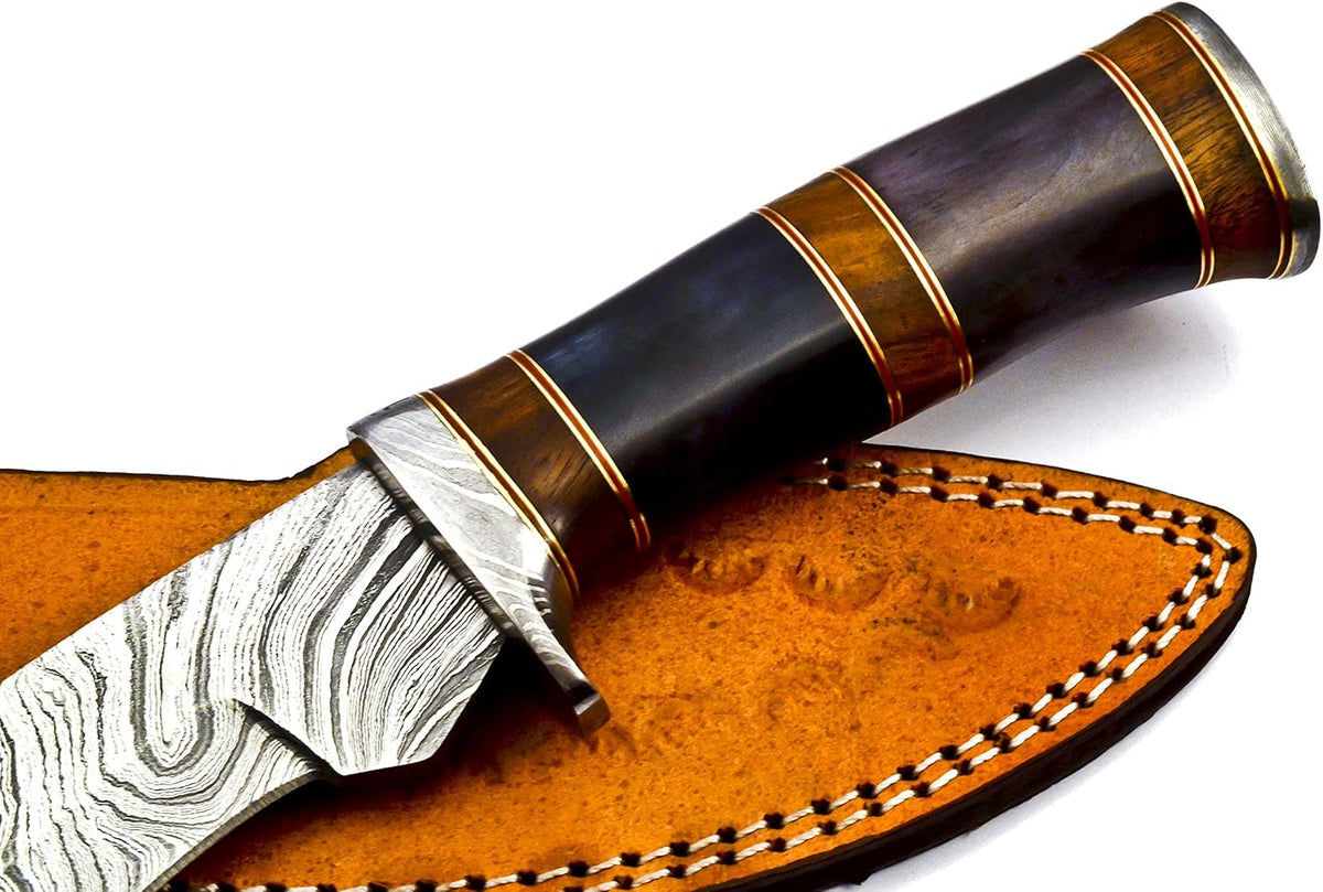 Nooraki - 15-inch | Handmade Damascus Steel Heavy Duty Kukri Knife Sharp Blade, With Leather Sheath
