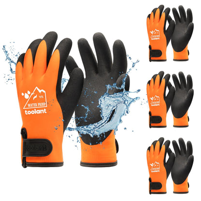 toolant 100% Waterproof Gloves Bulk Pack, 3 Pairs, Winter Work Gloves for Cold Weather, Touchsreen
