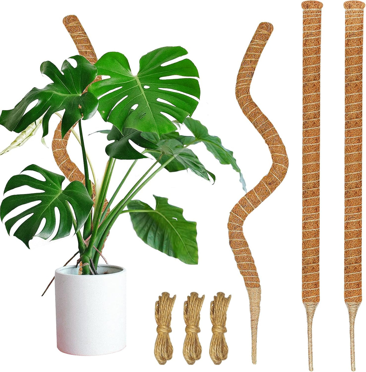 3 Pack Moss Pole, 47-Inch Moss Poles for Plants Monstera,Bendable Plant Support Stakes for Climbing