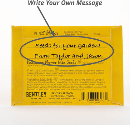 Bentley Wildflower Pollinator Mix, 25 Non-GMO Packets for Garden Planting, Non-Coated Flower Seeds