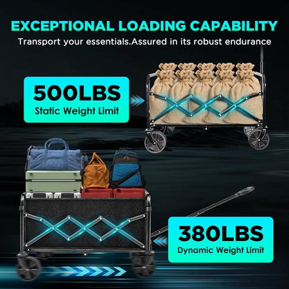 Wagons Carts Foldable, Collapsible Wagon Cart with Wheels, Large Wagons Carts Foldable with Wheels