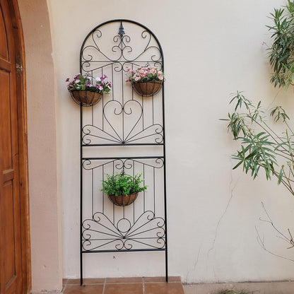SCENDOR Trellis for Climbing Plants 82.7" H x 26.7" W Tall Garden Trellis Wrought Iron Heavy Scroll