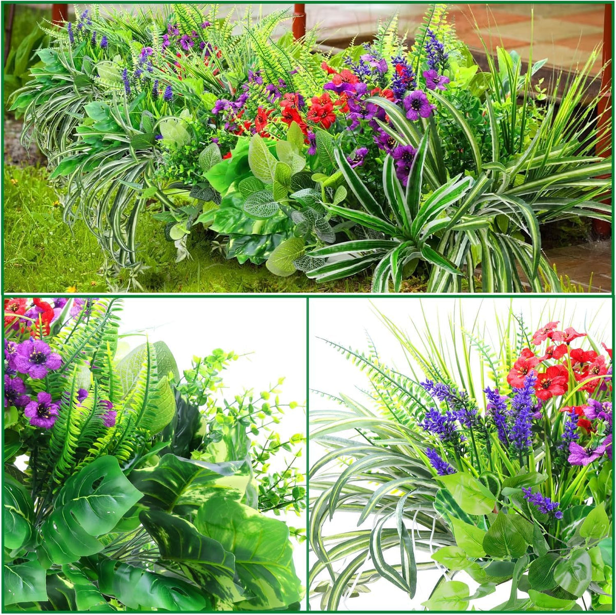 14 Bundles Artificial Plants Outdoor UV Resistant, Fake Greenery Plant Flower, Faux Boxwood Boston