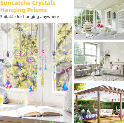 Sun Catchers 6Pieces Colorful Crystals Suncatcher with Chain Pendant Ornaments Hanging Crystals