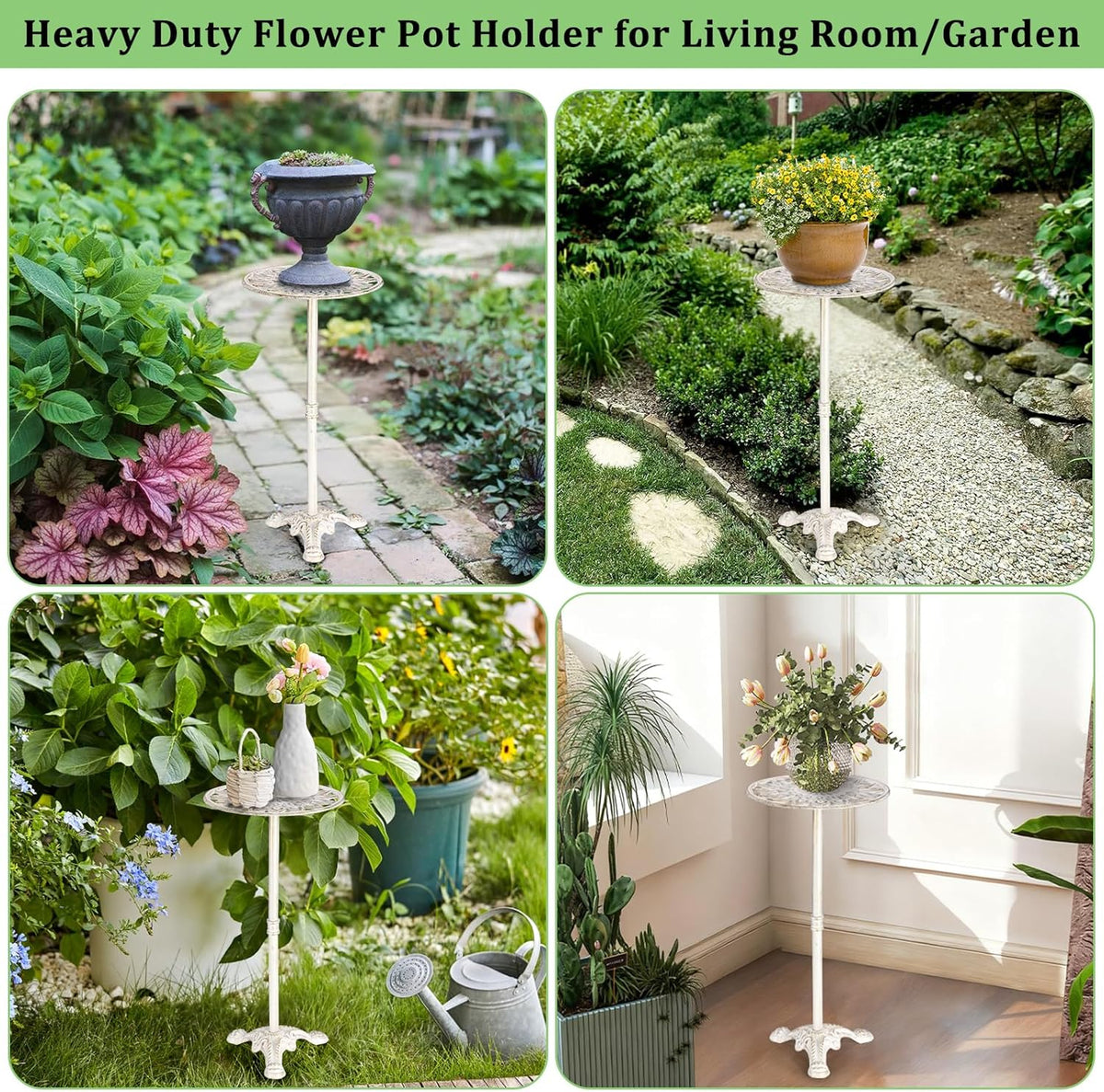 OwnMy Cast Iron Tall Plant Stand Heavy Duty Flower Pot Holder, Decorative Pedestal Potted Plant