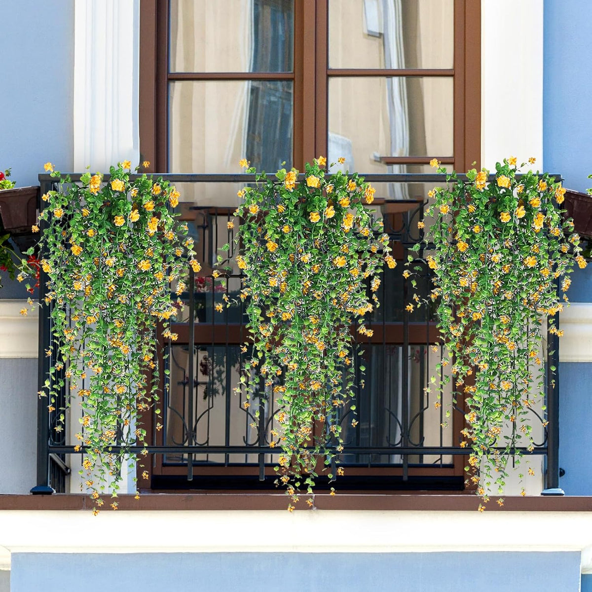 Artificial Hanging Flowers, 3 Pcs Fake Hanging Plants Artificial Vines for Outdoors, Fake Ivy Vine