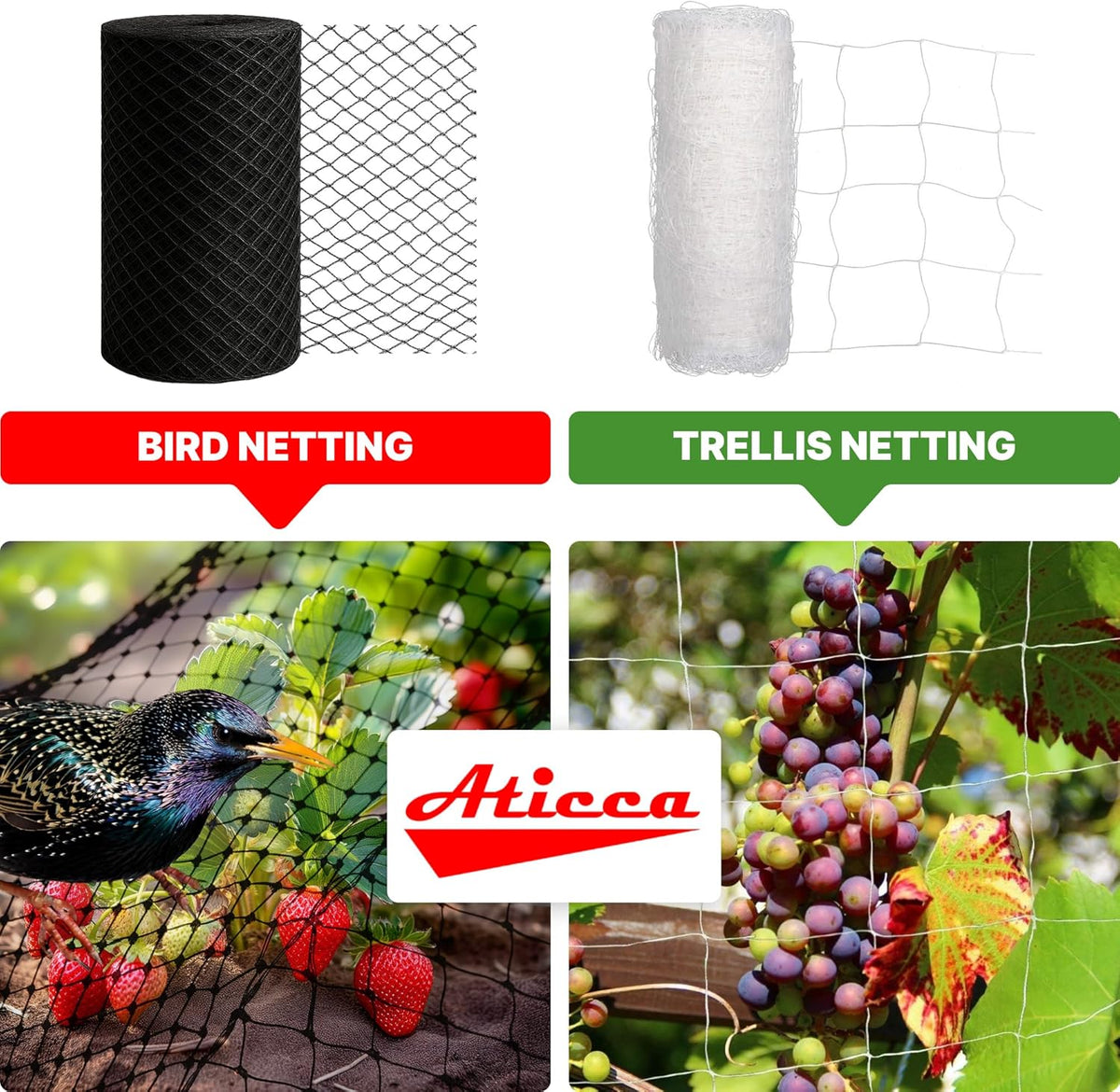 Heavy Duty Bird Netting for Garden Protection & Fruit Trees, 7.5x100 Ft with 10 Stakes – Black