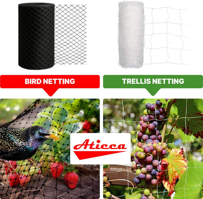 Heavy Duty Bird Netting for Garden Protection & Fruit Trees, 7.5x100 Ft with 10 Stakes – Black