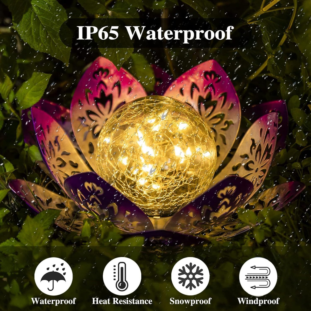 Huaxu Solar Garden Lights Outdoor Decorative - Bright Lotus Flower Table Lamp, Waterproof Solar