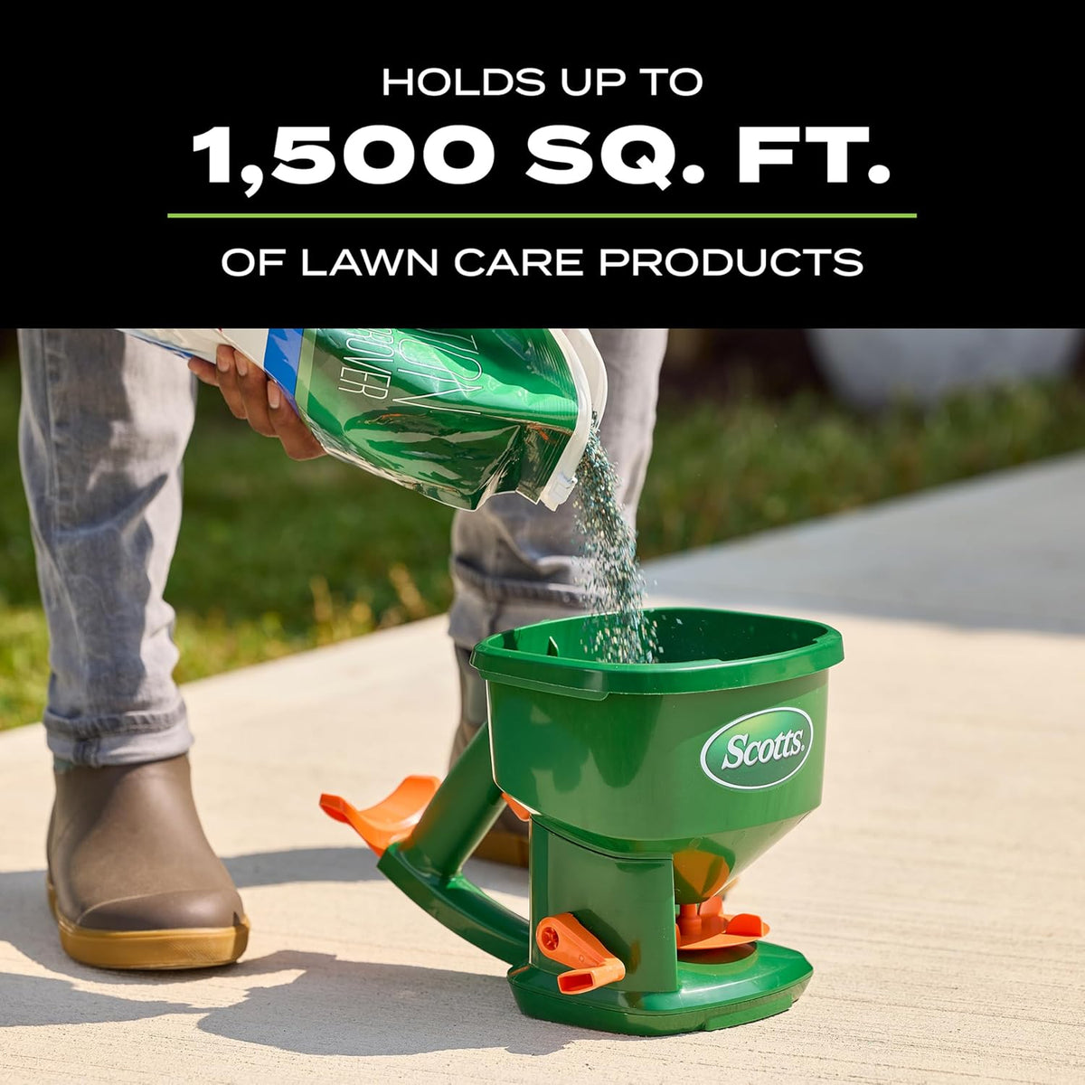 Scotts Whirl Hand-Powered Spreader for Grass Seed, Fertilizer, Salt, Ice Melt, Handheld Spreader