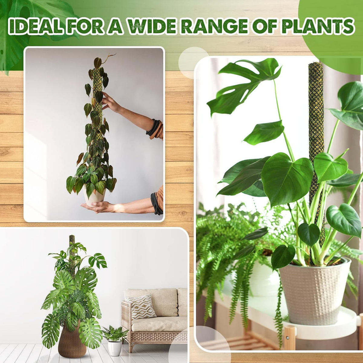 DUSPRO Stackable Mesh Moss Pole for Plants Monstera Potted Plant Stakes for Indoor Plants