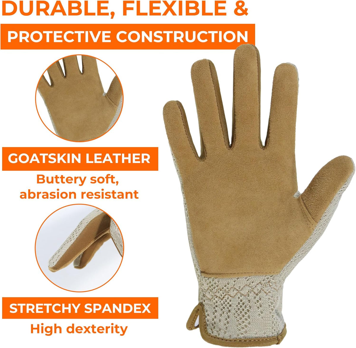 HANDLANDY Gardening Gloves for Women, Breathable Ladies Leather Garden Yard Gloves Best Gift for