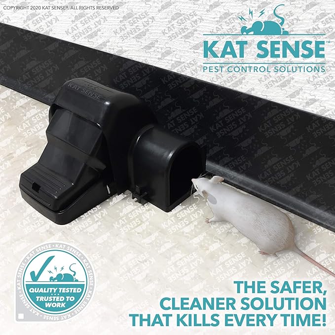 Kat Sense Dual Covered Rat & Chipmunk Traps Set of 2 - Humane Rat Trap Indoor & Outdoor Use